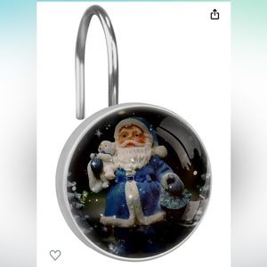 Christmas Santa 12PCS Crystal Glass and Stainless Steel Shower Curtain Hooks